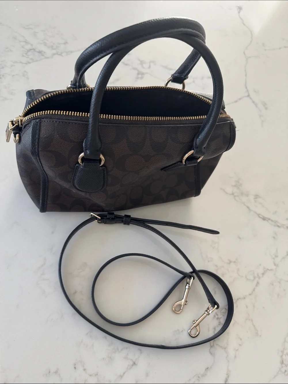 Coach F34084 Signature Mini Bennet Satchel with Black Strap